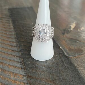 Cushioned Grace Diamond Cubic Zirconia on Rhodium plating